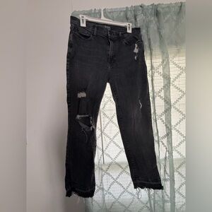 a.n.a Women's High Rise Distressed Black Jeans